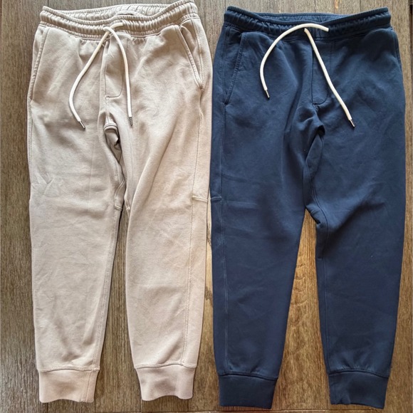 Mens American Eagle Jogger Sweatpants Bundle Medium Navy Tan Zip Pocket 2 Pack